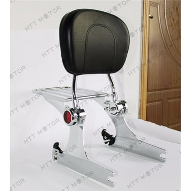 HTTMT- Adjustable Detachable Backrest Sissy Bar Luggage rack For Harley Dyna 02-05 Chrome
