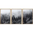 thumbnail image 4 of PixonSign Framed Wall Art Set Black & White Misty Mountain Forest Nature Wilderness Modern Artwork Landscape Decor Photography Chic for Living Room, Bedroom, Office - 24"x36"x3 Panels Natural, 4 of 5