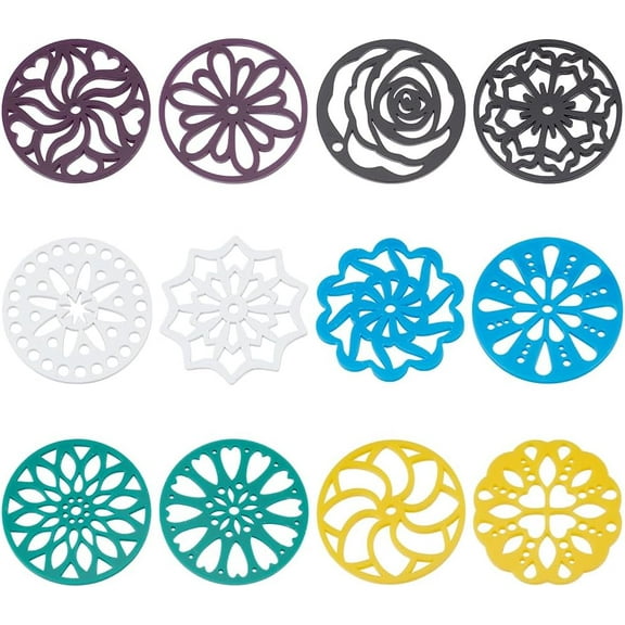 12 Pcs Soap Making Flower Templates 12 Styles Handmade Soap Pull Through Mould Acrylic Soap Tool Soap Stamping Mould for Creative Soaps Making 2.6x0.1inch Teal