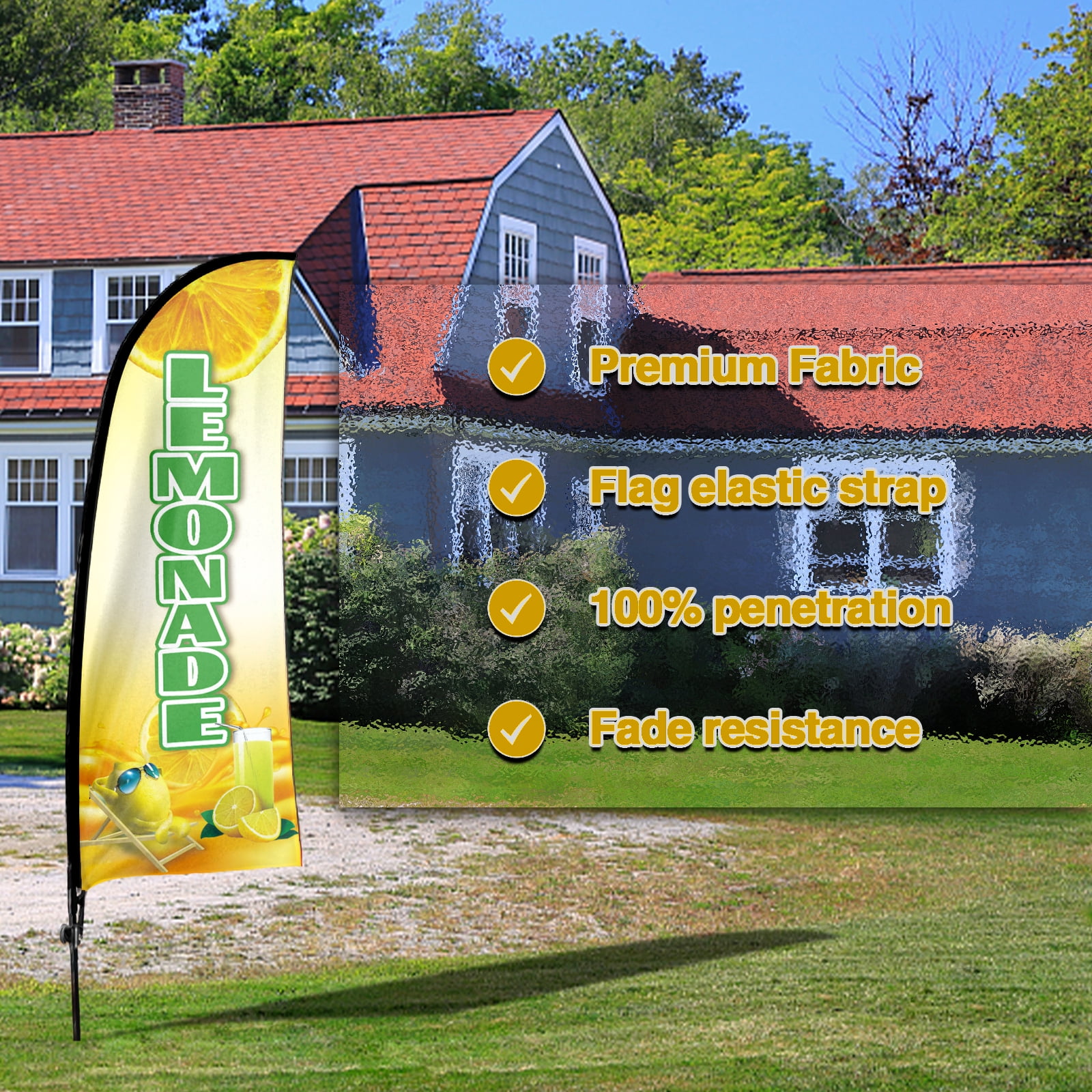 Qsum 7 ft Lemonade Advertising Feather Outdoor Flags and Banners, Weatherproof