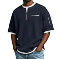 thumbnail image 2 of gbyLJF Quarter Zipper Sweatshirts for Men Short Sleeve Loose Fit Summer Tops Solid Color Spring Mens Pullover, 2 of 9