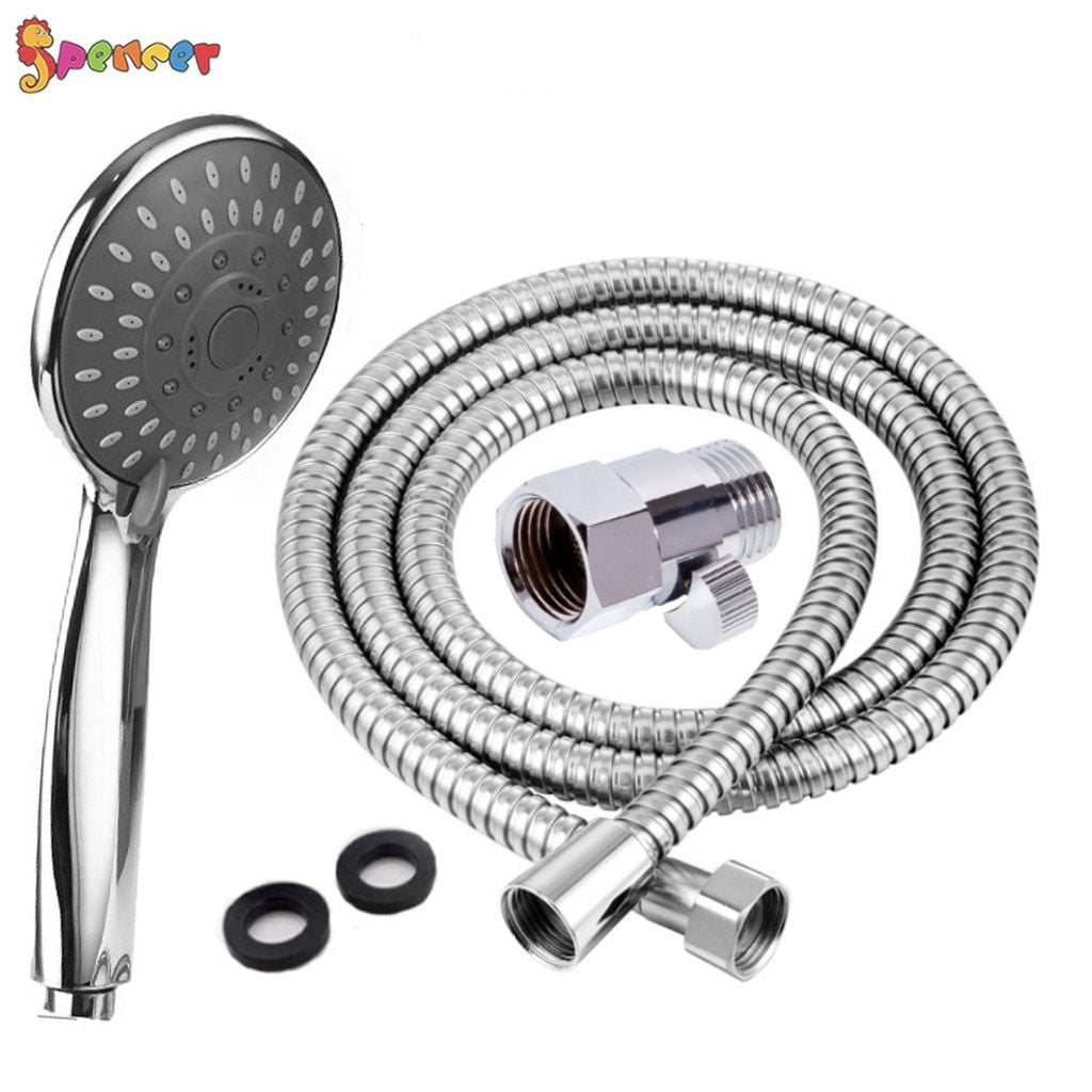 Hose High Pressure 5 Setting Dual Handheld Shower Head Faucet With Divert Mount 