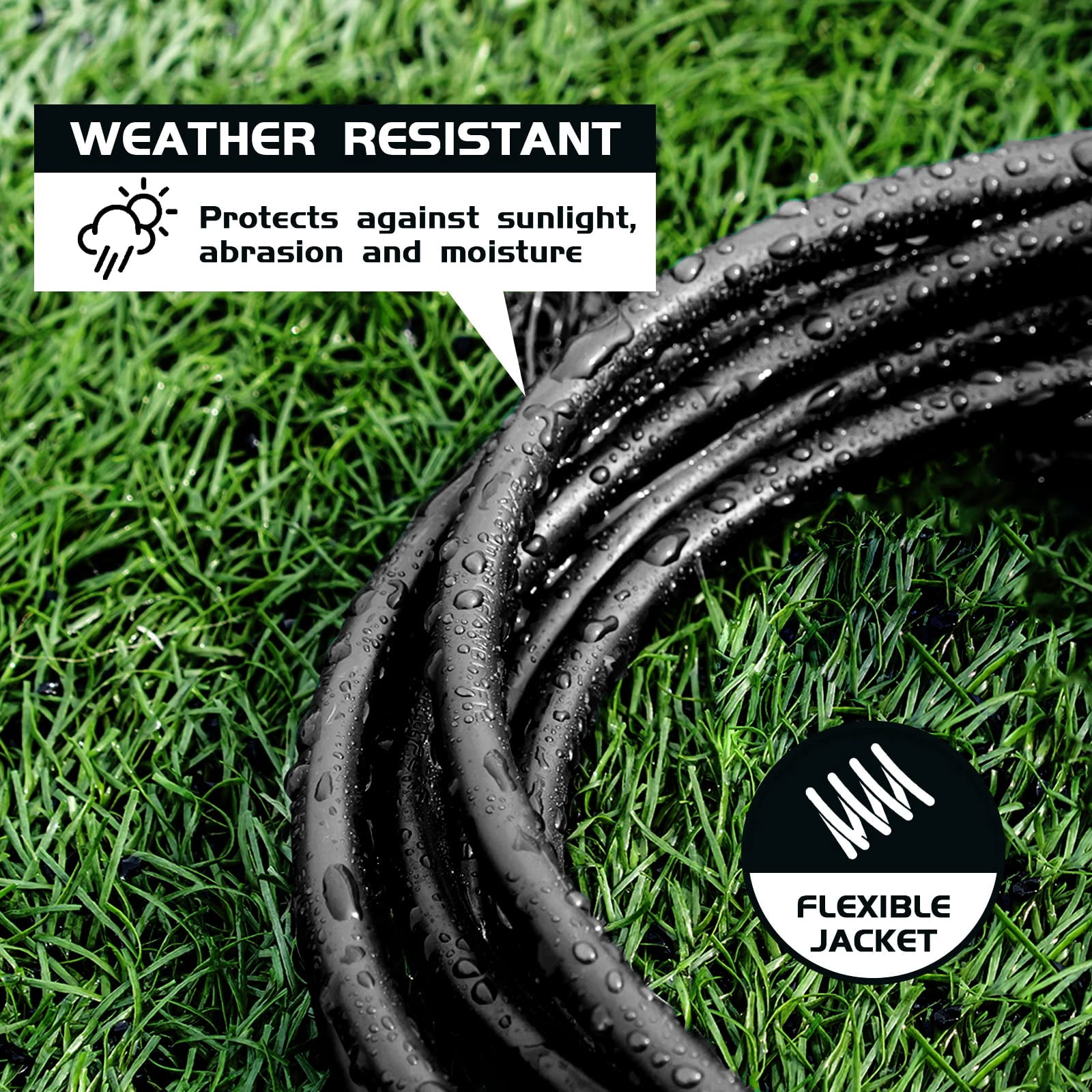 Extension Cord Black 30FT Standard for Indoor Outdoor Use