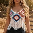 thumbnail image 4 of Haivin Women's Crochet Color Block Tank Top with Fringe, Casual Sleeveless Blouse for Summer, Beach and Daily Wear, 4 of 5