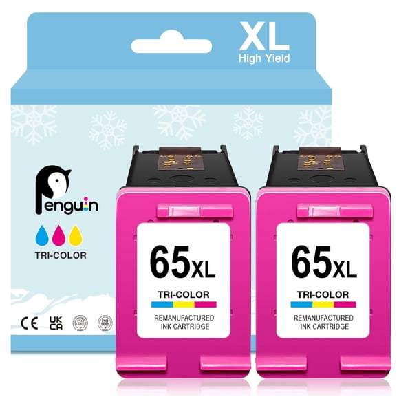 Cartucho de tinta tricolor Penguin 65XL, paquete de 2 unidades, alto rendimiento