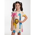 thumbnail image 4 of Kids Charming Short Sleeve Dress Regular-Fit Round Neck Play Dress for Girls Young Girls Age 5-13 Pockets, 4 of 6