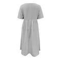 thumbnail image 4 of Women Fashion Boho Dress Short Sleeve O Neck Pocket Dress Casual Chambray Striped Dress Swing Dress Short Casual Dresses for Women Mid Dresses for Women Casual Summer Dresses for Women Casual, 4 of 5