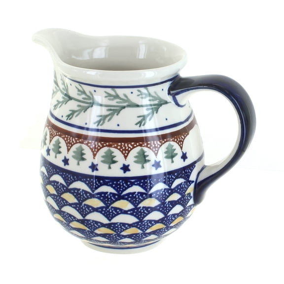 Blue Rose Polish Pottery Evergreen Small Pitcher