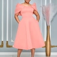 thumbnail image 2 of AURA Plus Size Elegant Off Shoulder A Line Midi Dress High Waist Puff Sleeve Summer Banquet African Party Dress, 2 of 10