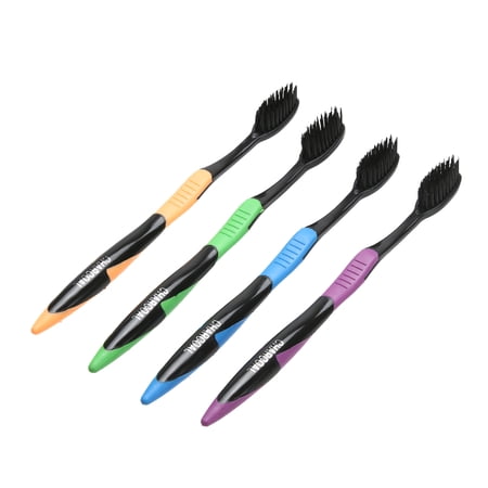 Yucurem 4Pcs Bamboo Charcoal Toothbrush Oral Dental Care Soft Teeth Brush Set