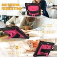 thumbnail image 5 of iPad Air 4 Case 10.9 Inch 2020,iPad Pro 11 Case,Hybrid Shockproof Rugged Heavy Duty Full-Body Drop Protection Stand Kids Case with Shoulder Strap for iPad Air 4th Gen/iPad Pro 11,Black+Rose, 5 of 7