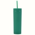 thumbnail image 3 of 16oz Slim Tumbler with Lid and Straw, Double Wall Insulated Plastic Travel Mug, Reusable Leakproof Water Bottle for Coffee & Cold Drinks, 450ml, 3 of 3