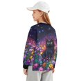 thumbnail image 2 of Xoenoiee Galaxy Cat Daisy Print Side Slit Sweatshirt for Girls Oversized Long Sleeve Crewneck Hoodies Pullover Tops Trendy Cute Fall Clothes Shirts, 9-10 Years, 2 of 7