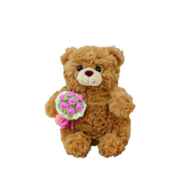 Decoraciones para San Valentín, adornos para San Valentín, regalos para San Valentín, almohada de la serie de osos de peluche con flores. Una chopper.