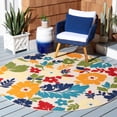 thumbnail image 3 of SAFAVIEH Cabana Annandale Floral Indoor/Outdoor Area Rug, Ivory/Orange, 6'7" x 6'7" Round, 3 of 14