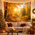 thumbnail image 3 of Autumn Forest Path under Golden Canopy, Peaceful Illustration for Nature Lovers, Woodland Wall Art, Housewarming Gift, Tapestry Wall Hanging for Bedroom and Living Room, 3 of 7