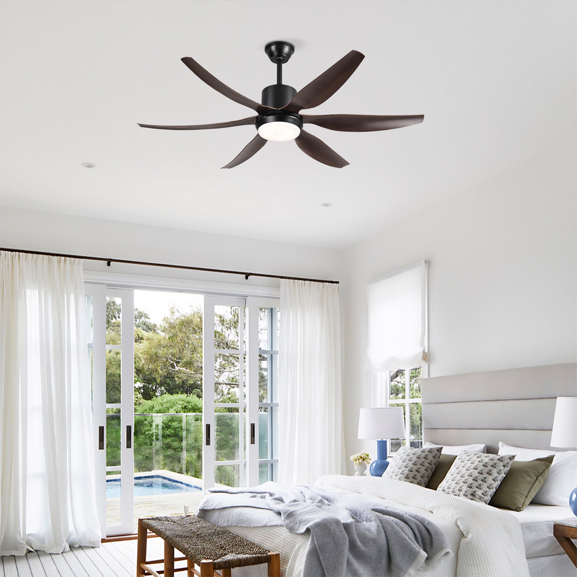 BOFANG Large Room Ceiling Fan 56 inch, 6 Blades for Patio Living Room Bedroom(Matte Black)