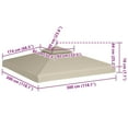 thumbnail image 4 of vidaXL Gazebo Cover Canopy Replacement 310 g / m² Green 3 x 3 m, 4 of 4