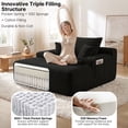 thumbnail image 3 of Oooh life 65 inch Convertible Lounge Chair Bed, Extra Large Floor Chair with 2 Cup Holders, Black Corduroy Sofa for Living Room, Bedroom, No Assembly, 3 of 5
