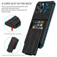thumbnail image 3 of Heavy Duty Case for iPhone 16 Pro Max Credit Card Slot Holder Kickstand Bracket Cover, Military Grade Dual-Layers Rugged PC Shockproof Anti-Scratches Lens Protection Case, Blue, 3 of 9