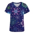 thumbnail image 3 of Tarmeek Christmas Scrubs Tops for Women Snowman and Snow Graphic Workwear Lightweight Short Sleeve Holiday Uniform Scrubs with Pockets, 3 of 3