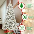 thumbnail image 2 of Resenkos 5ft Snow Flocked Christmas Tree - 518 Pine/PVC Tips, 250 Warm White Lights, Hinged, Metal Base, Premium, White, 2 of 6