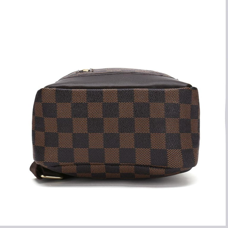 MK Gdledy Checkered Men Travel Shoulder Bag pouch Pocket Messerage Tote  -Brown Checkered 