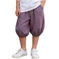thumbnail image 3 of SROBPTY Boys Summer Pants Solid Linen Cropped Sweatpants Side Pocket for Daily Use 6M-12Y, 3 of 5