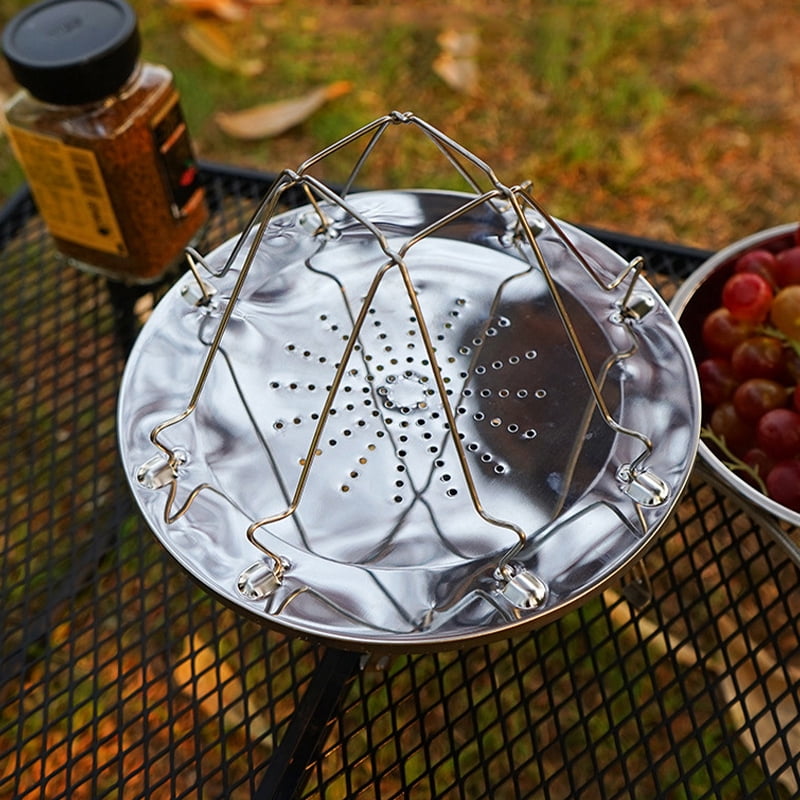 Foldable 4-Slice Stainless Steel Camp Toaster Rack – Portable Outdoor Bread Toaster for Camping, Picnics  Stovetop Use