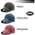 thumbnail image 4 of 3Pcs Washed Plain Vintage Baseball Cap Cotton Adjustable Twill Bulk Low Profile Classic Dad Hat for Men/Women, 4 of 6