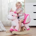 thumbnail image 1 of Juguete de peluche rosa Rocking Horse con la etiqueta Unicorn Ride On de 6 a 3 años, 1 of 8
