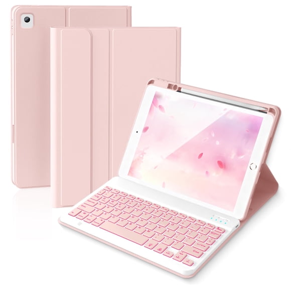 Funda con teclado ABEIFAN para iPad 9.ª generación 10.2" rosa