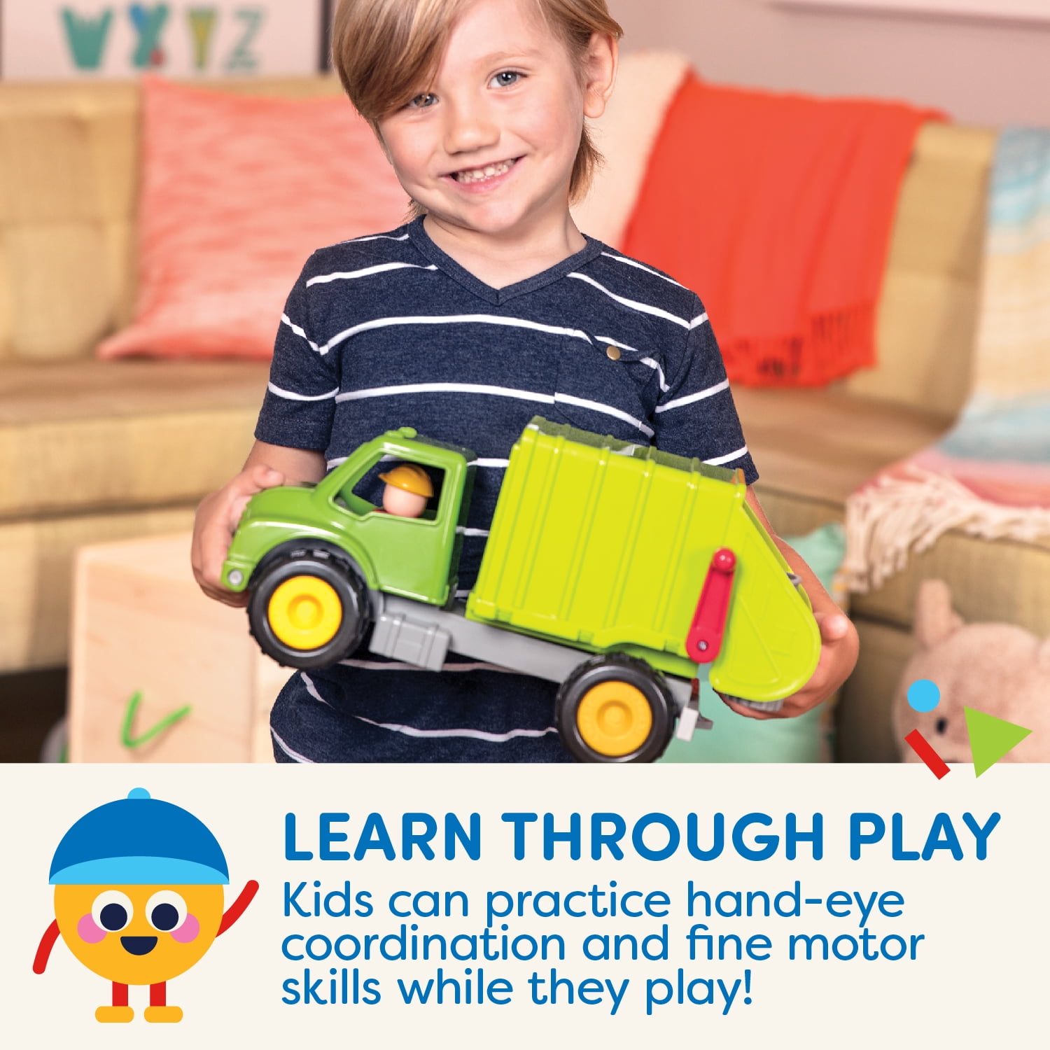 Battat Garbage Truck Toy with Mini Driver & Trash Cans photo 3