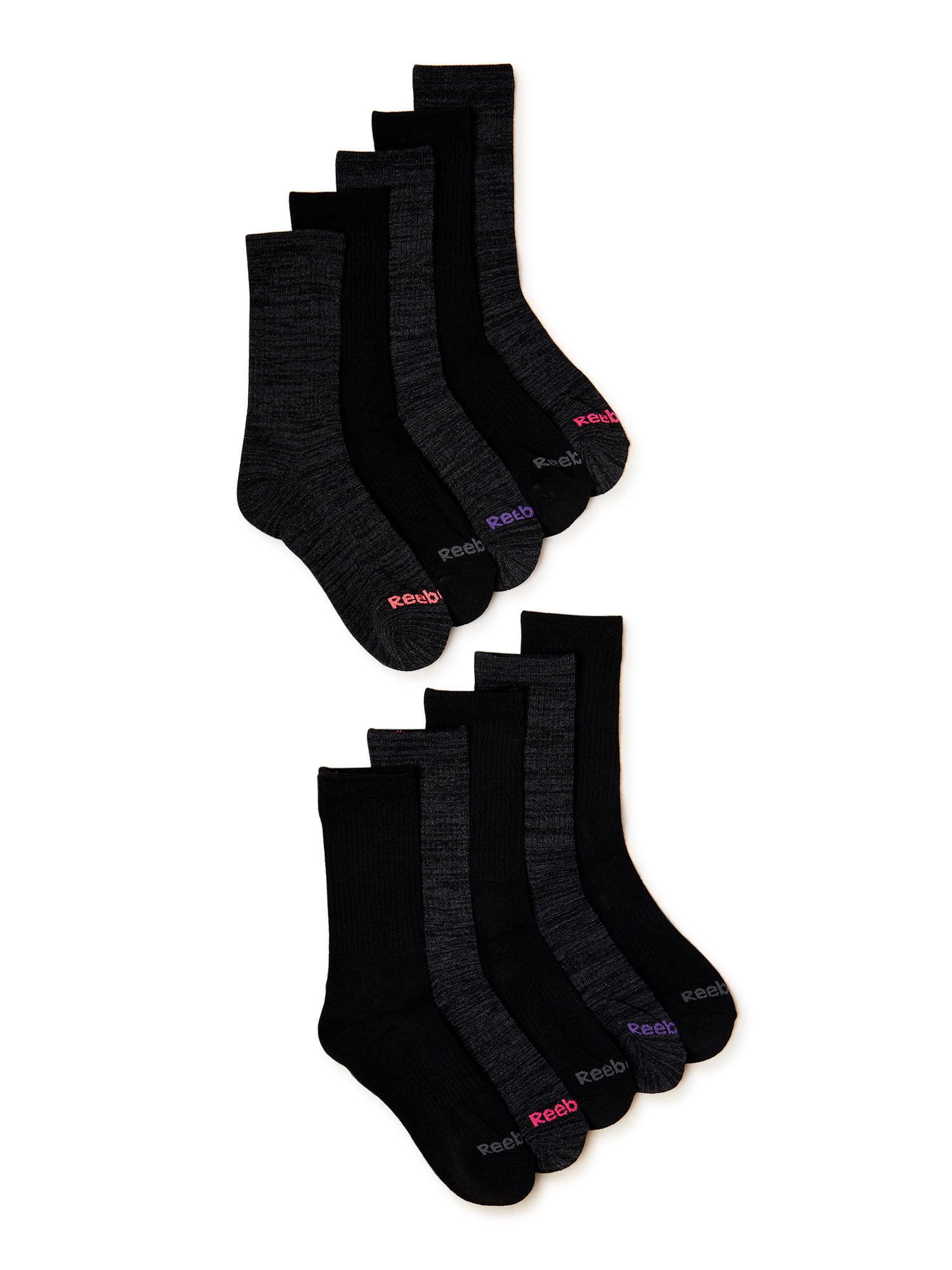 Reebok Women's Pro Series Cushion Crew Socks, 10-Pack