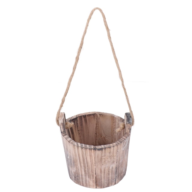Rustic Wooden Flower Pots, Decorative Barrel Planter For Home