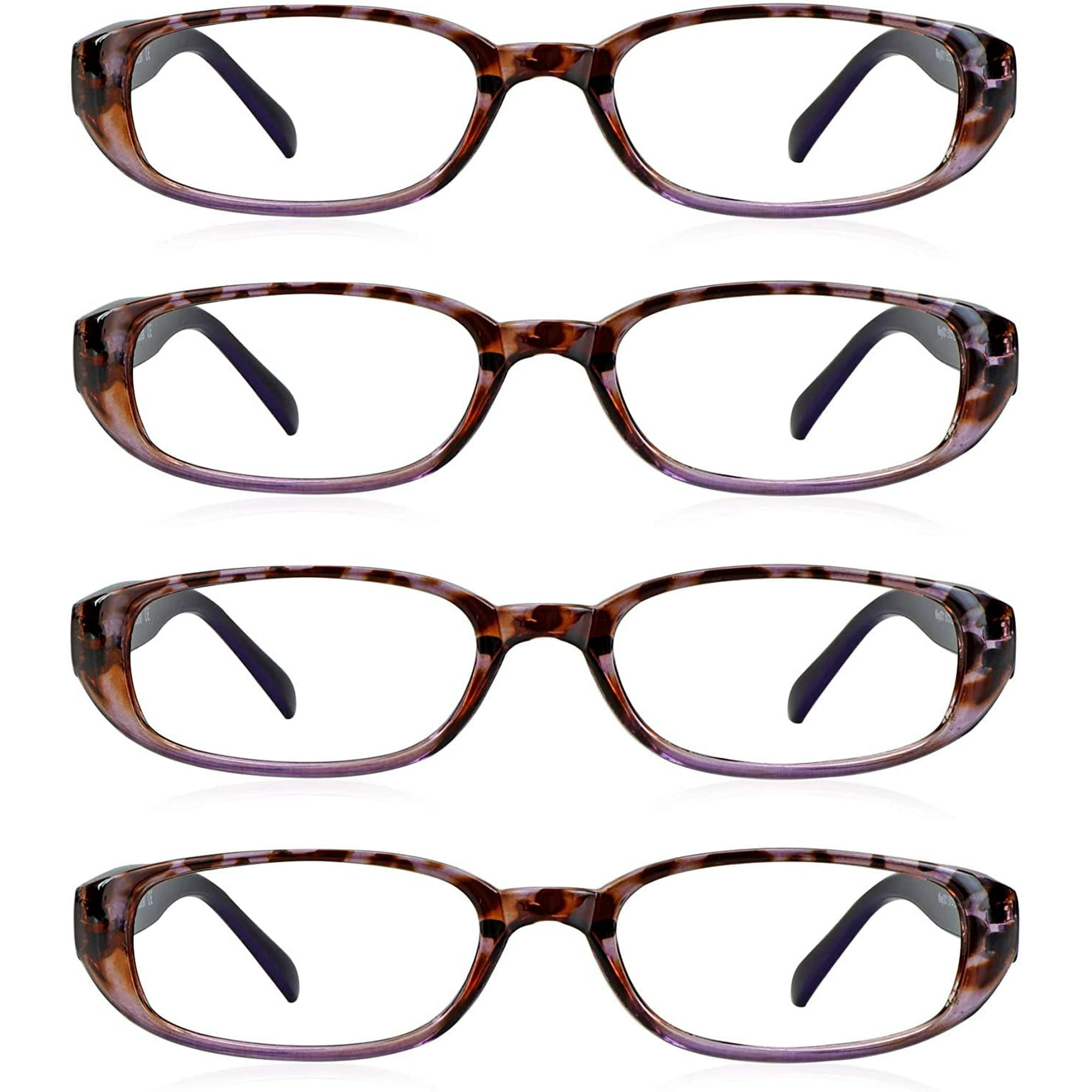 4 Pairs Reading Glasses, Blue Light Blocking Glasses, Computer Reading Glasses for Women and Men, Fashion Rectangle Eyewear Frame(4 Purple, +1.25 Magnification)