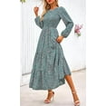 thumbnail image 3 of PRETTYGARDEN Women's Fall Dresses Long Sleeve Flowy Casual Floral Maxi Dress Crew Neck Smocked Tiered Long Dress, 3 of 7