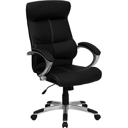 leather executive high-back office chair with white stitching leather executive high-back office chair with white stitching