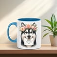 thumbnail image 3 of Happy Mother's Day Siberian Husky with Flower Crown and Greeting Card 11oz Accent Two-tone Mug Husky Dog Lover Gifts Coffee Tea Cup - 13004, 3 of 5