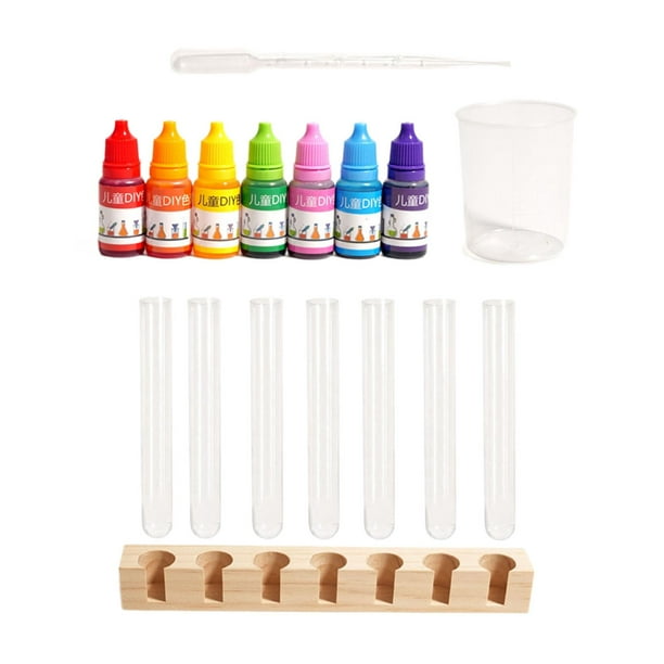 Kit de ciencias, juguete colorido de color de ensayo, tubo de ensayo de tope de ciencias tres experimentos de color primario para niños, niños