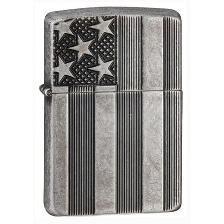 UPC 041689289744 product image for Zippo Armor Antique Silver Plate American Flag Pocket Lighter | upcitemdb.com