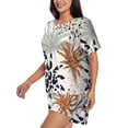thumbnail image 2 of Picia Tropical Leaves Pajamas Sets for Women Soft Short-Sleeved Pjs with Lounge Shorts Two Piece Sleepwear-X-Large, 2 of 9