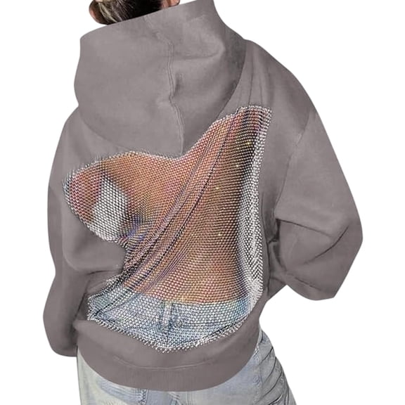 Hoodies for Women Hoodie Hoodie Hollow Mesh Back Sweatshirt Casual Long Sleeve Headband Pocket Hemlock