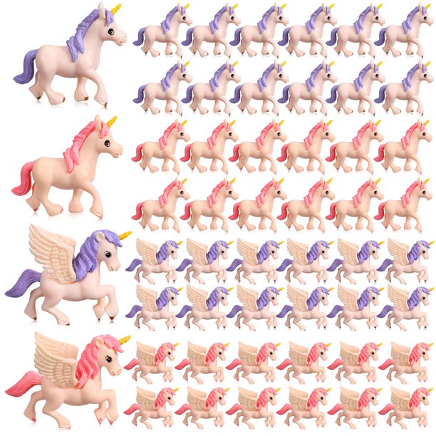 Mini Unicornio Encantador Figura de Unicornio de Caballo Volador Toppers de Torta Figuritas en Miniatura Decoración de Tartas Topper de Pastel de Cumpleaños para Fiesta Baby Show