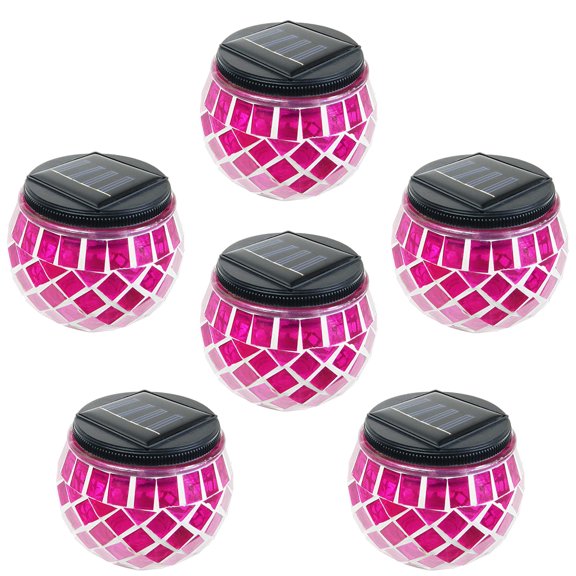 iGlow 6 Pack Outdoor Garden Solar Powered Mosaic Lights Crystal Glass Ball LED Landscape Path Lamp Post Deck Fence