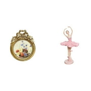 CarpNettore Antique Ballerina Photo Frame Vintage Resin Girl Sculpture Round Ornate European Desktop Wall Display for Wedding Birthday Gift Ideas Novelty Souvenir Office Study Room Bookshelf