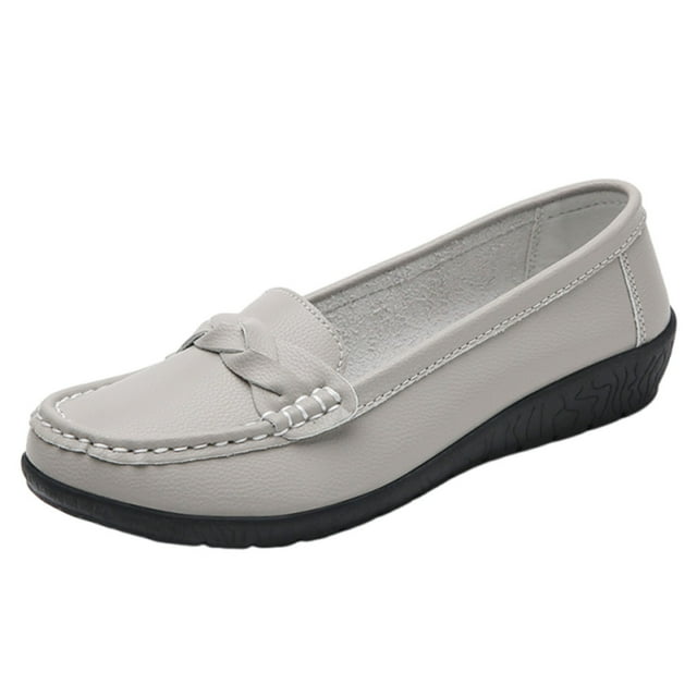 LOVZFMLL Mocassins à Pampilles pour Femme Classiques Slip On Chaussures Plates pour Travail Semi-Formel Confortables à Bout Rond Chaussures Habillées Plates Gris 7