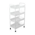 thumbnail image 1 of Solutions 4 Tier Mesh Rolling Kitchen Utility Cart with Wheels, Storage Cart Trolley with Handle , Ideal Organizers and Storage Shelves for Kitchen, Bathroom, Living Room, Laundry Room, Office, Silver, 1 of 1