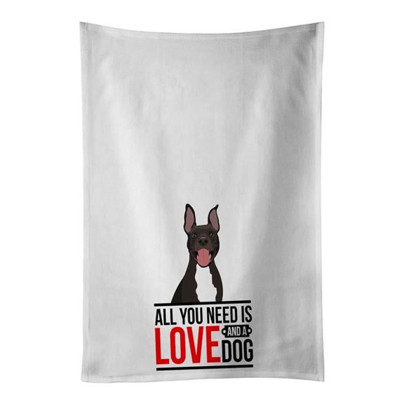 Carolines Treasures WDK3722WTKT 28 x 19 in. Unisex Pit Bull Black No.4 White Dish Towels Kitchen Towel - Set of 2