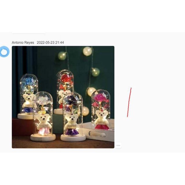 Regalos de Navidad, simulación creativa de flores, cubierta de cristal, decoración luminosa LED, regalo del Día de San Valentín 2024